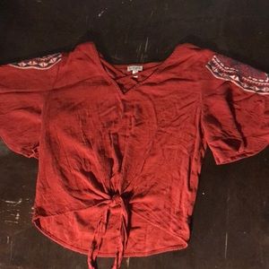 burnt orange/ red flowy crop